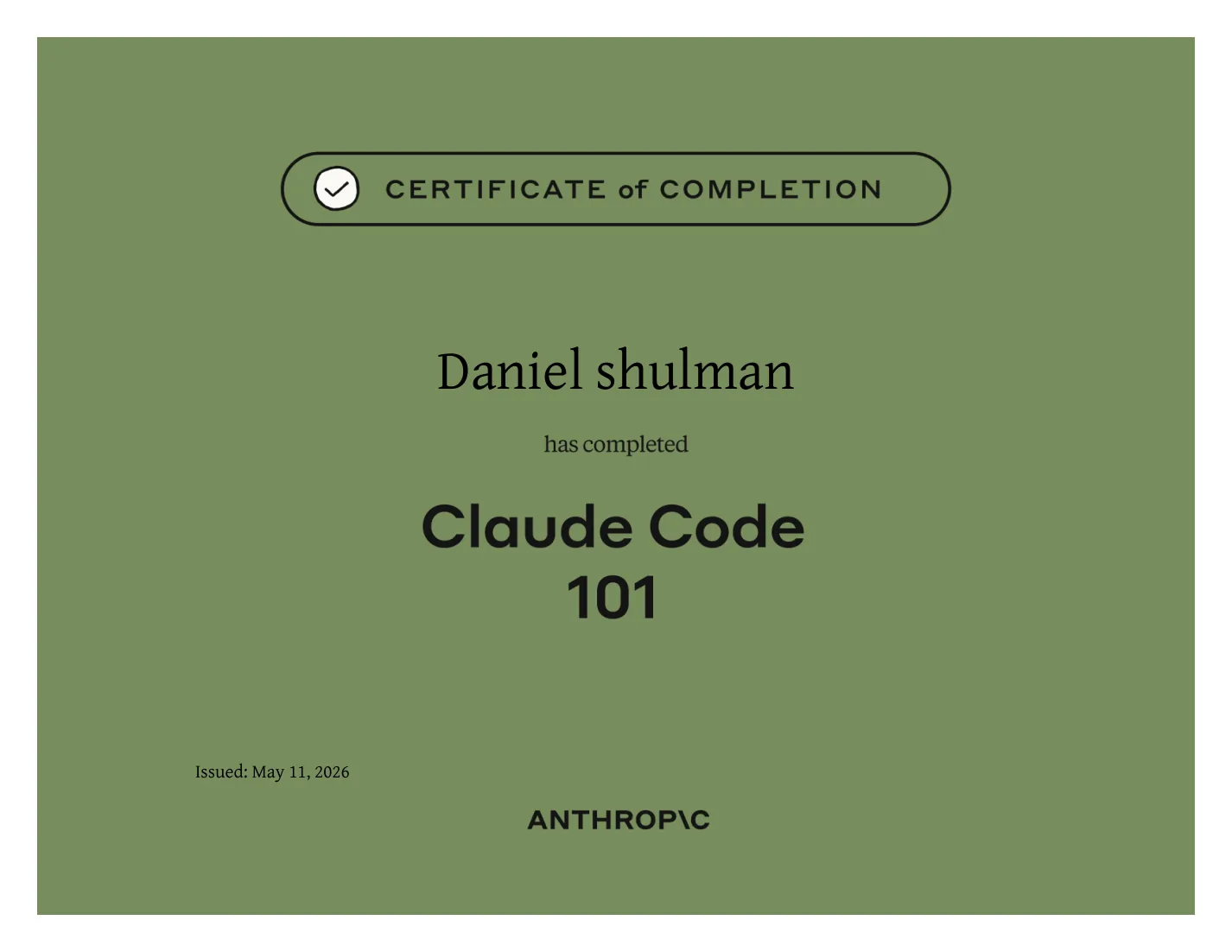 Preview of the Claude Code 101 certificate