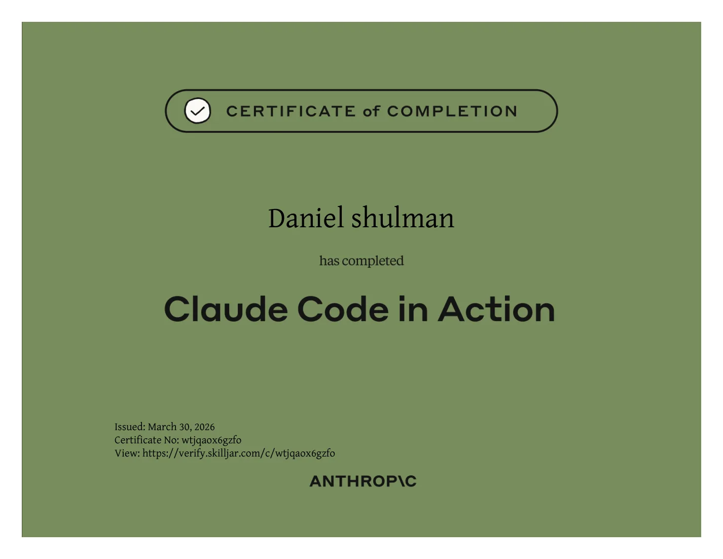 Preview of the Claude Code in Action certificate